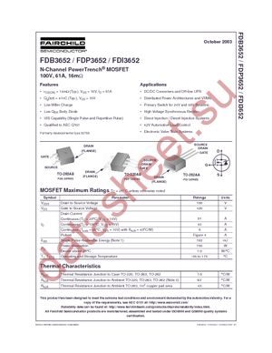 FDB3652 datasheet  